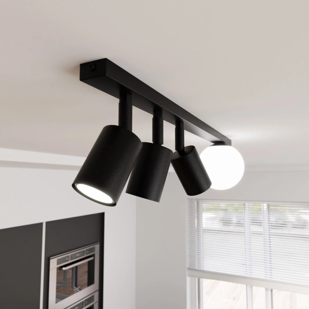 Plafoniera Emibig Baster nera 70 cm 4 luci GU10/E14