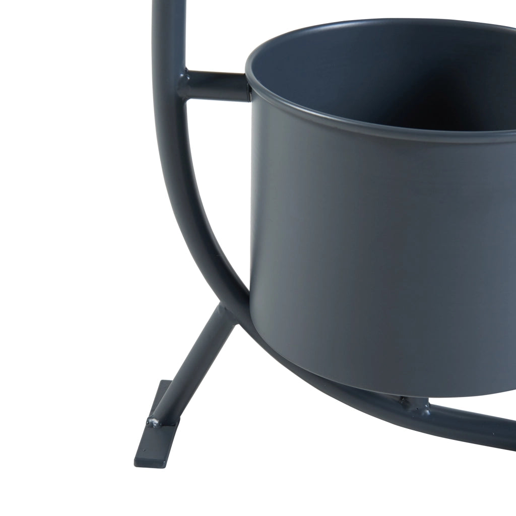 Stand Portapiante Almelo con 2 Portavasi Cilindrici - Nero [en.casa]