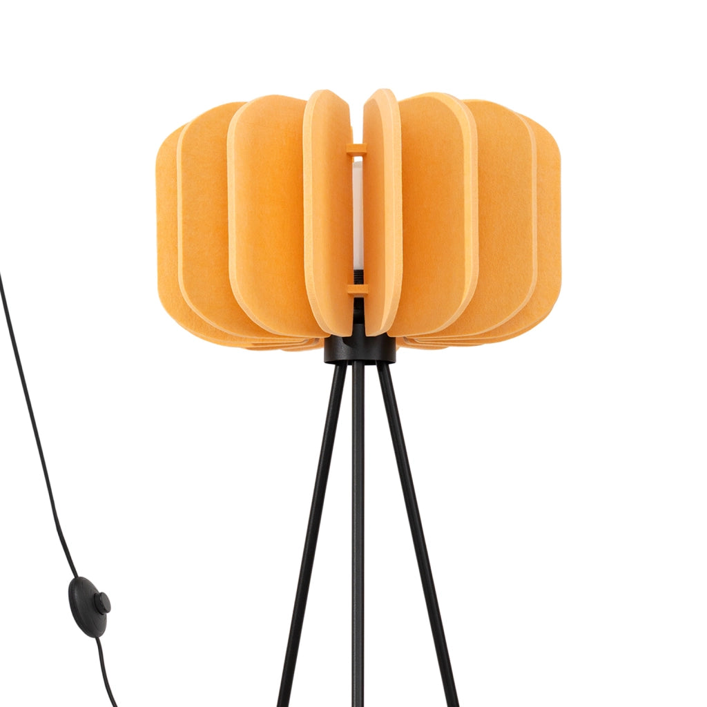 Lampada da terra treppiede BARDEO feltro gialla E27