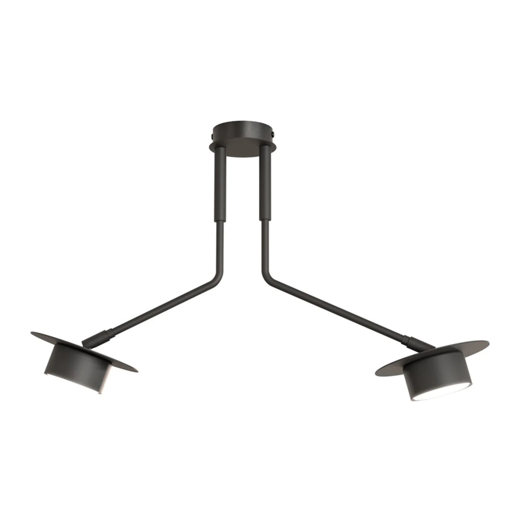 Plafoniera Minimal Cerere Acciaio Nero 2 Luci Gx53 Ip20