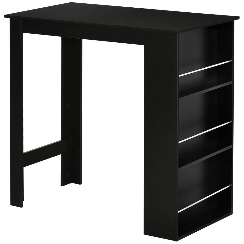 BANCONE DA CUCINA TAVOLO ALTO CON 3 MENSOLE IN LEGNO 112X57X106CM NERO