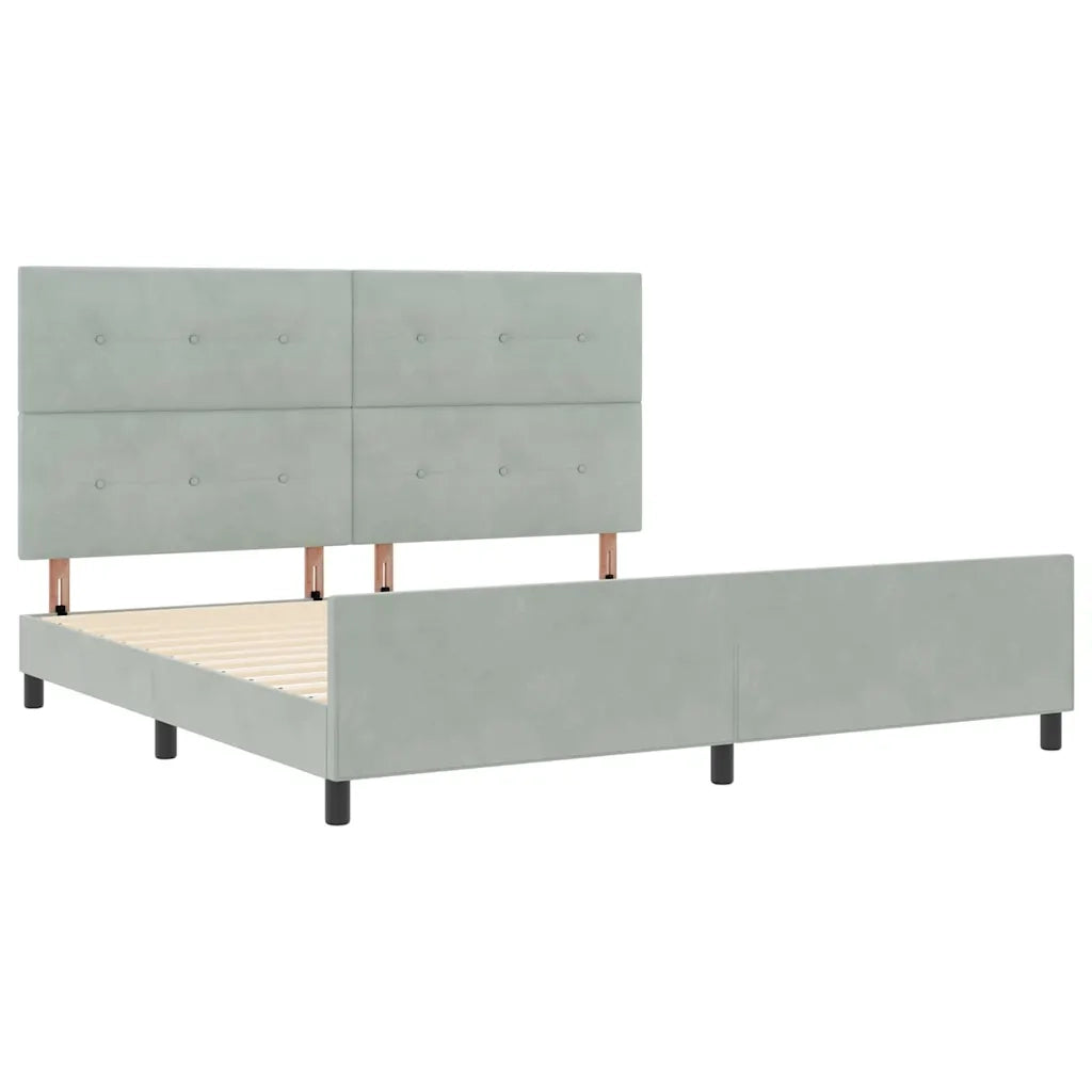 Letto a molle con testiera Grigio chiaro 200 x 200 cm Velluto 3344963