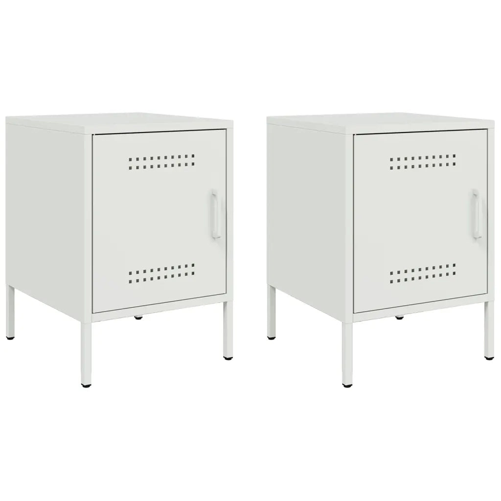 Set di 2 Comodini | Armadio da Notte | Mobiletto da notte Bianchi 36x39x50,5 cm in Acciaio