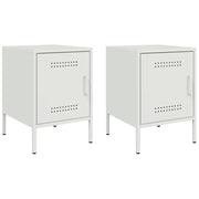 Set di 2 Comodini | Armadio da Notte | Mobiletto da notte Bianchi 36x39x50,5 cm in Acciaio