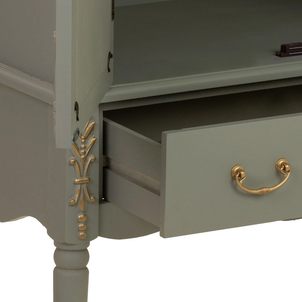 Armadio in legno Verde con 1 cassetto e 2 ante, 80x42x140h cm