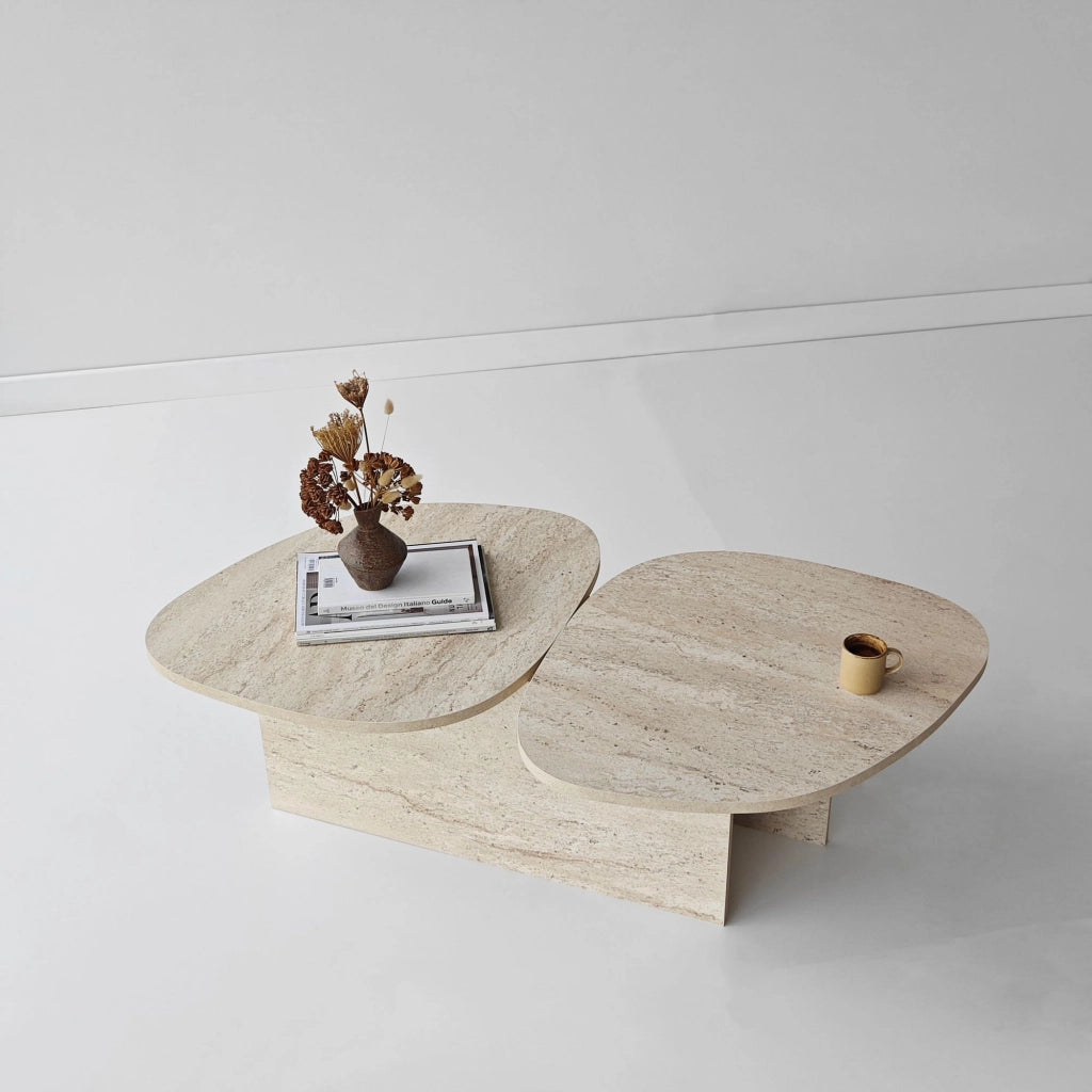 Tavolino in legno "Stones" 125 x 60 x 38 cm - Travertino