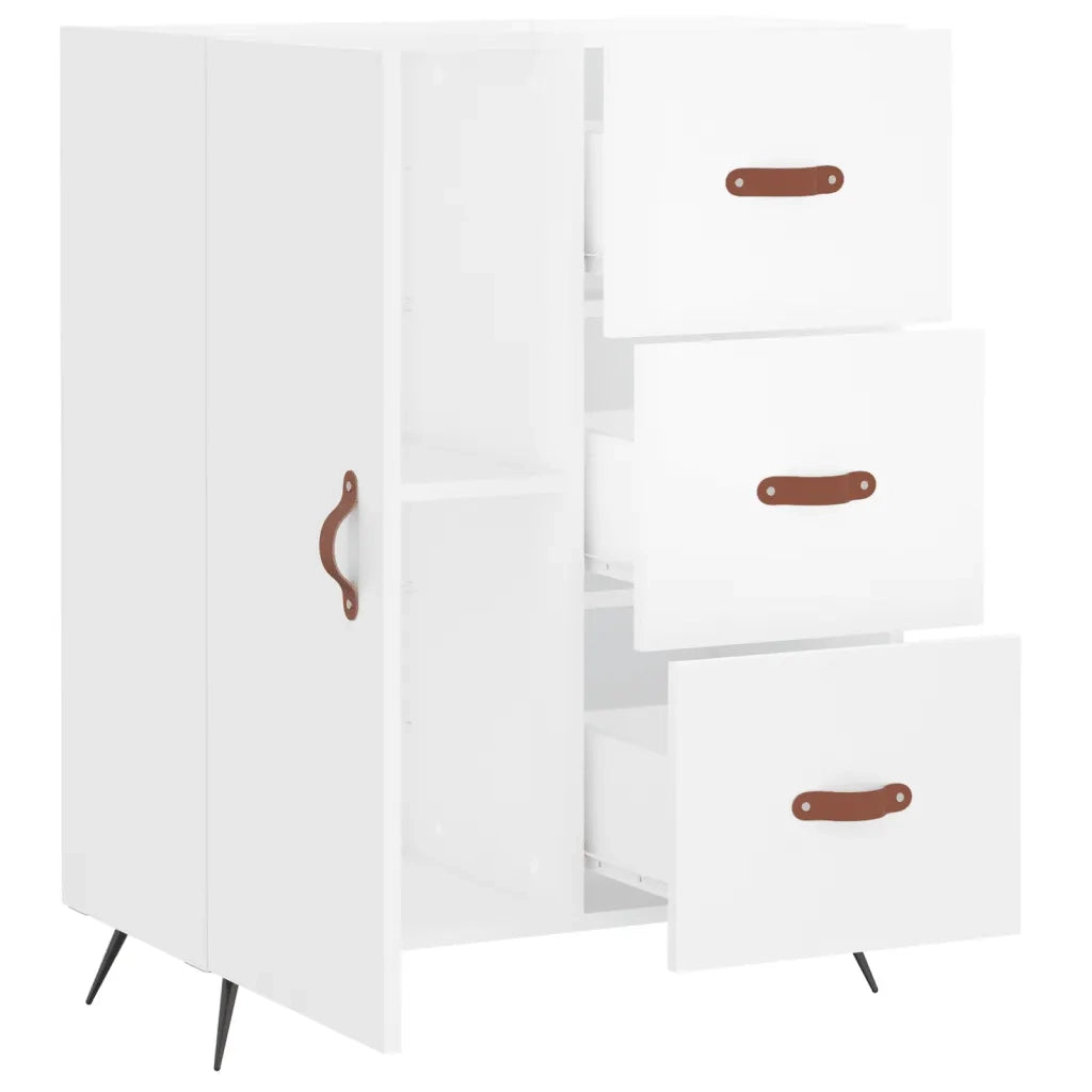 Credenza | Madia | Buffet da pranzo | Armadio da pranzo 69,5x34x90 cm in Legno Multistrato Bianco Lucido
