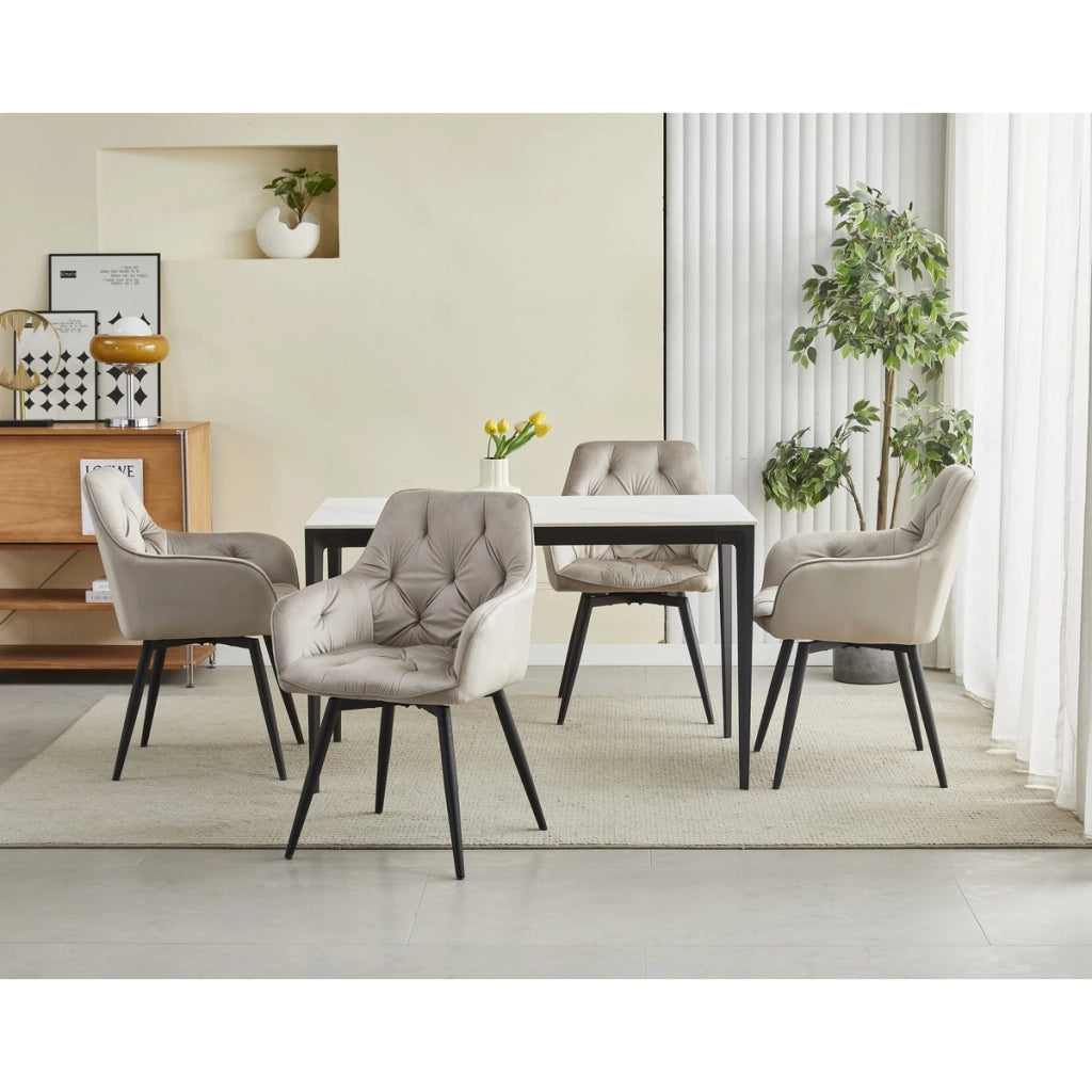 Poltrona girevole Jork 360 in velluto beige scuro