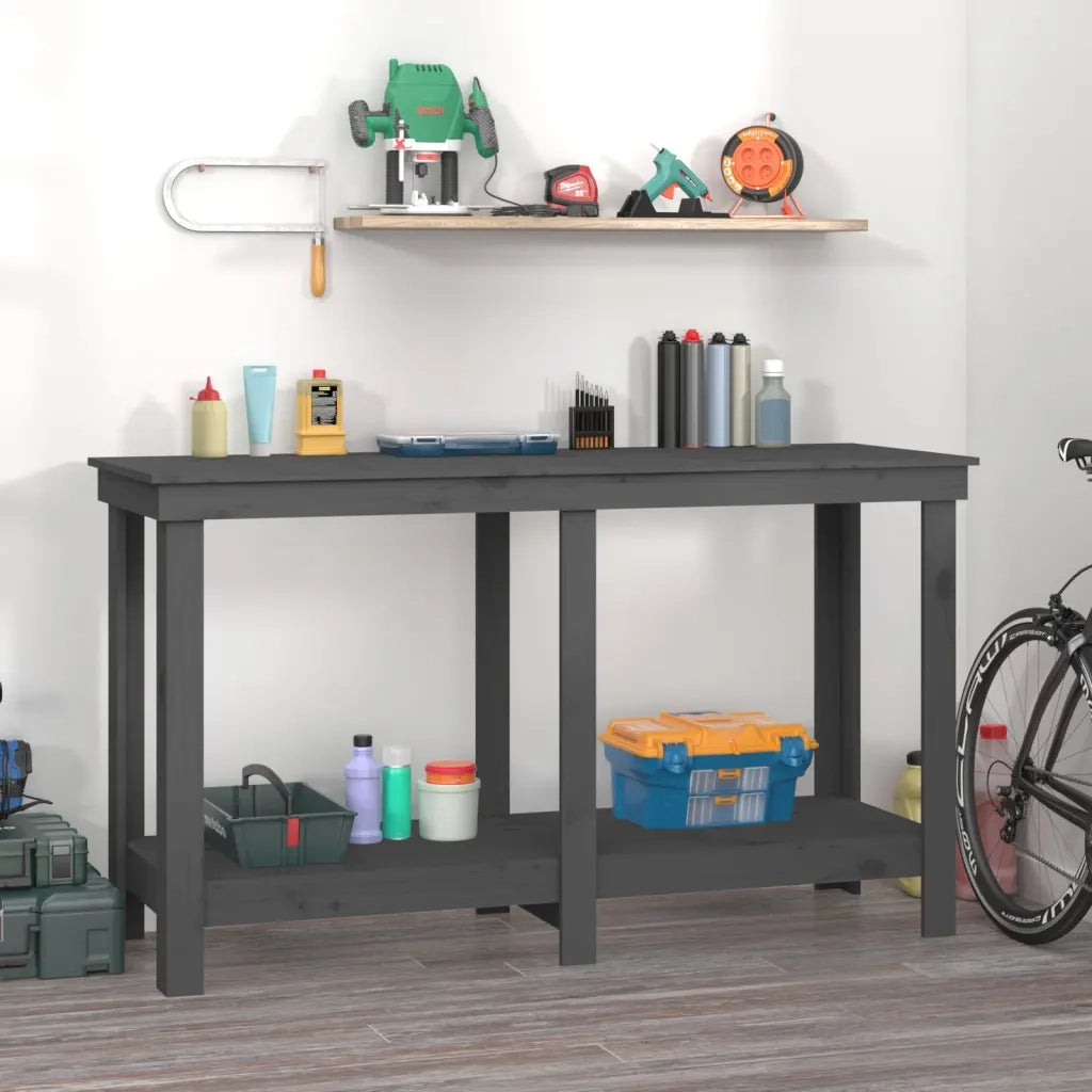 Banco da Lavoro Grigio 140x50x80 cm in Legno Massello di Pino cod mxl 24735