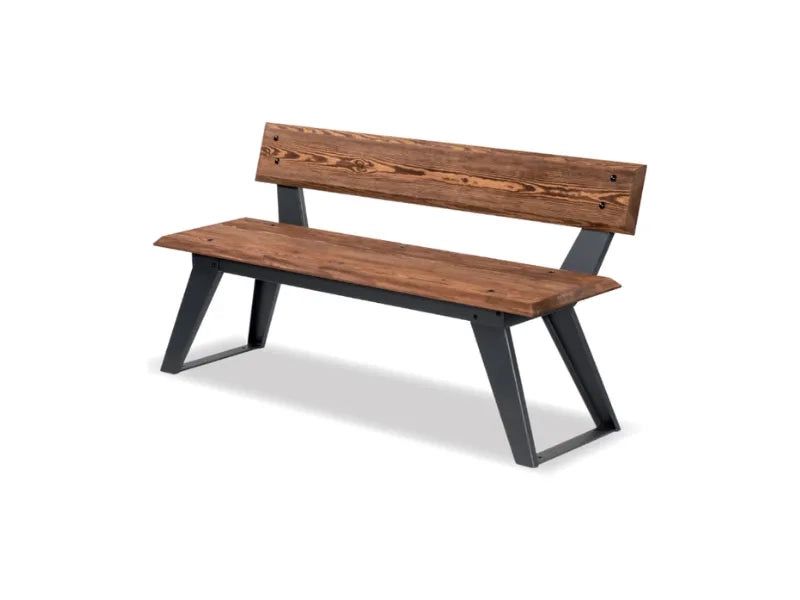 Panca Saké 233 legno metallo schienale 150x43x73h Giochipark zincata verniciata - Grigio Micaceo/Marrone