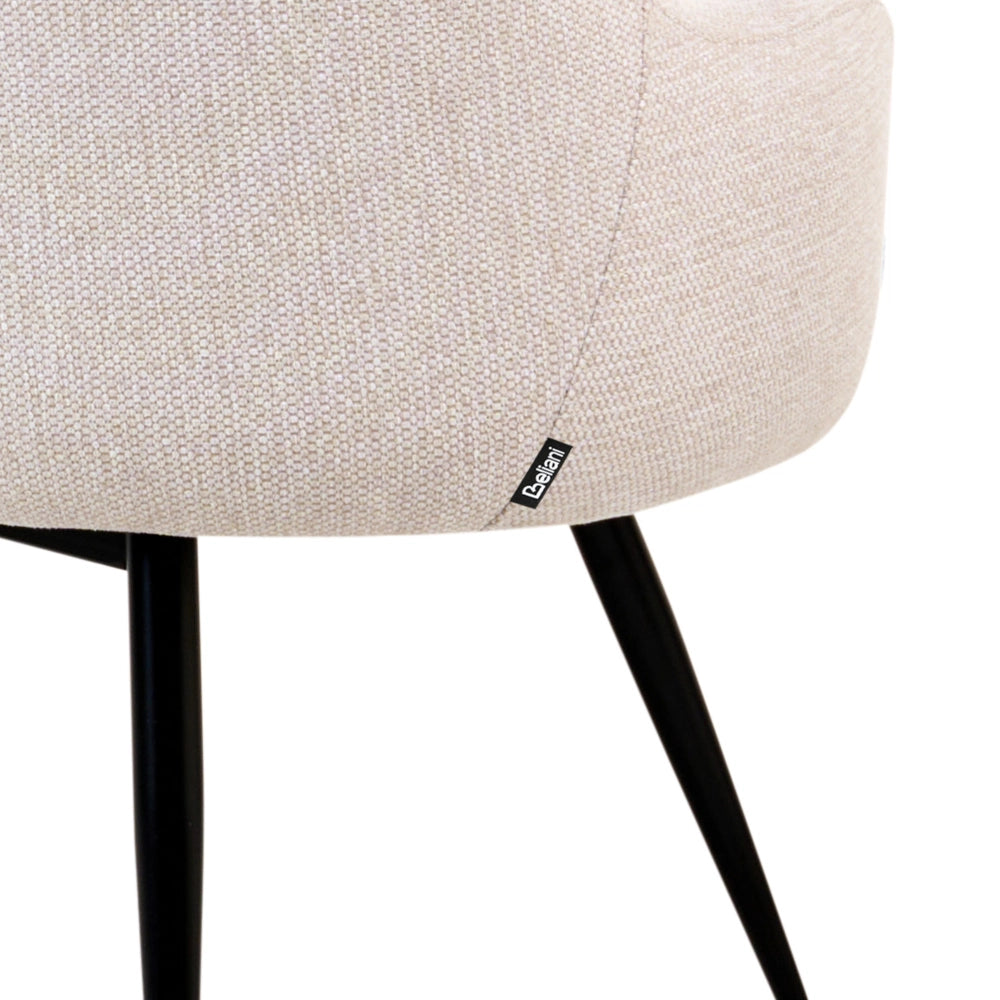 Divano da cucina Beige Tessuto poliestere Rivestimento a 2 posti Struttura in metallo Gambe nere Panca