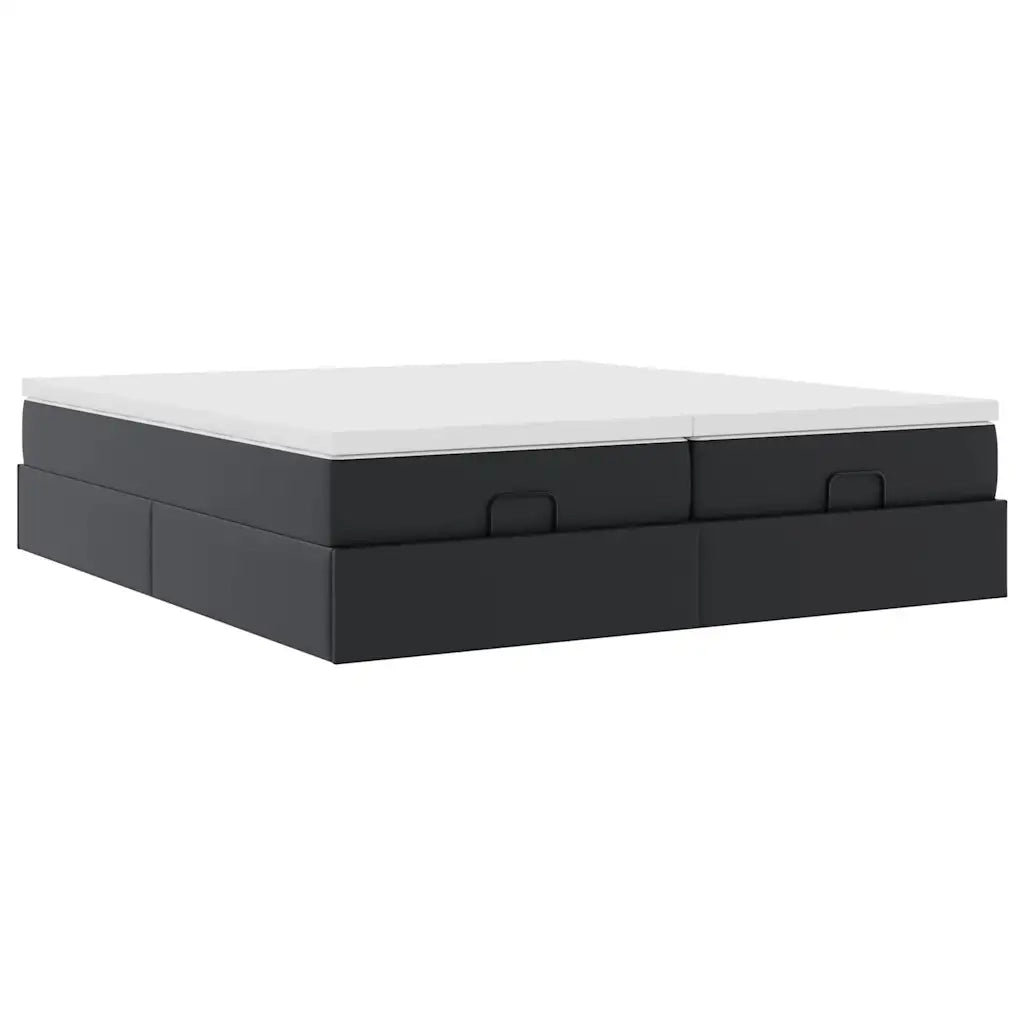 Struttura Letto Pouf con Materassi Nero 180x200 cm Similpelle 3311224