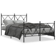 Letto matrimoniale | Letto per adulti | Giroletto con Testiera e Pediera Metallo Nero 120x200 cm