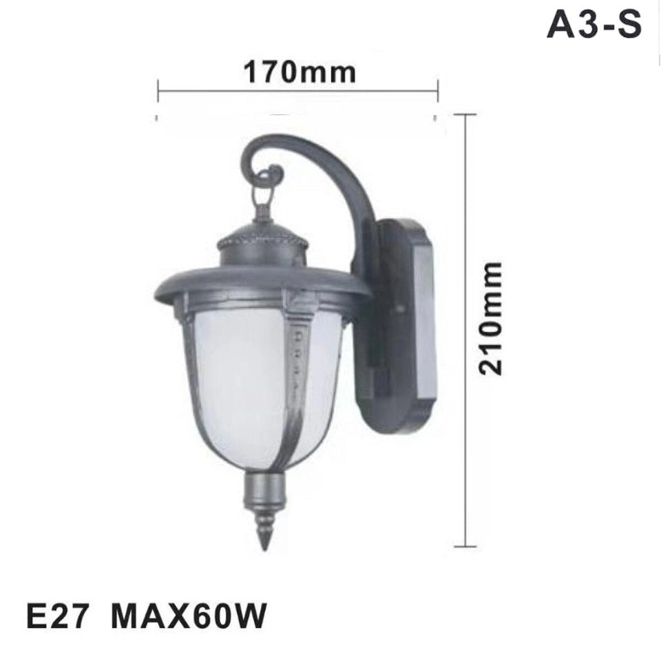LAMPADA LANTERNA FARETTO MURO APPLIQUE GIARDINO ATTACCO E27 ESTERNO GRIGIO A3-S