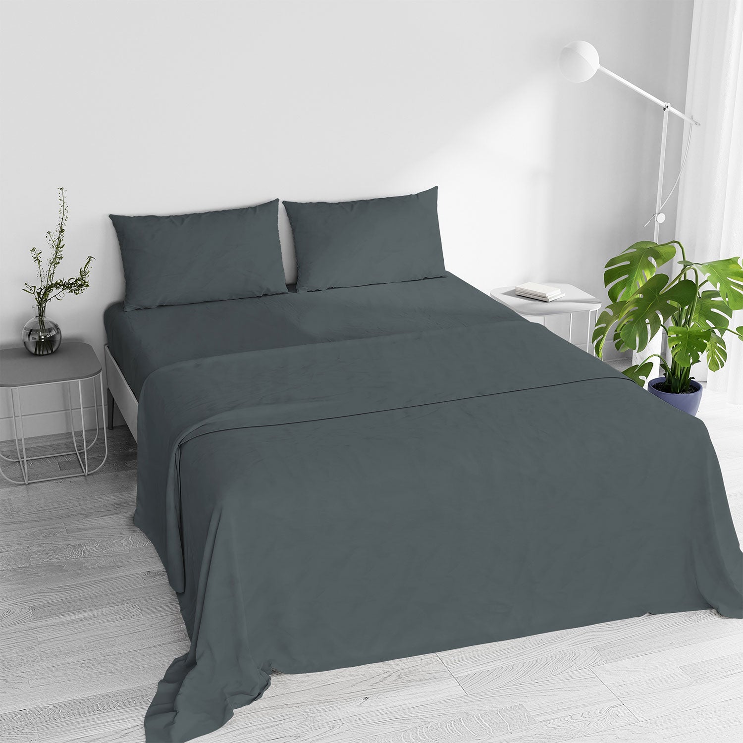 Set Lenzuola Matrimoniale Sopra Sotto e 2 Federe Linea Water Washed Salvia