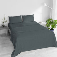 Set Lenzuola Matrimoniale Sopra Sotto e 2 Federe Linea Water Washed Salvia