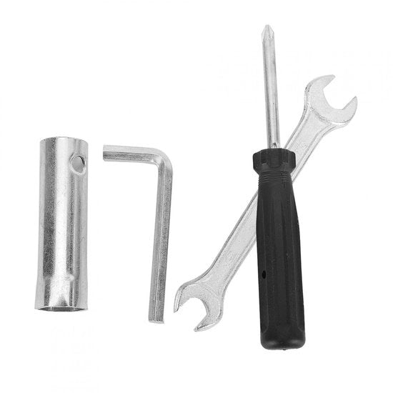 Kit di riparazione universale - Chiave a molla - Chiave a stella - Chiave a becco di spano - Chiave inglese - Inclusa custodia portatile - Attrezzatura per motocicletta