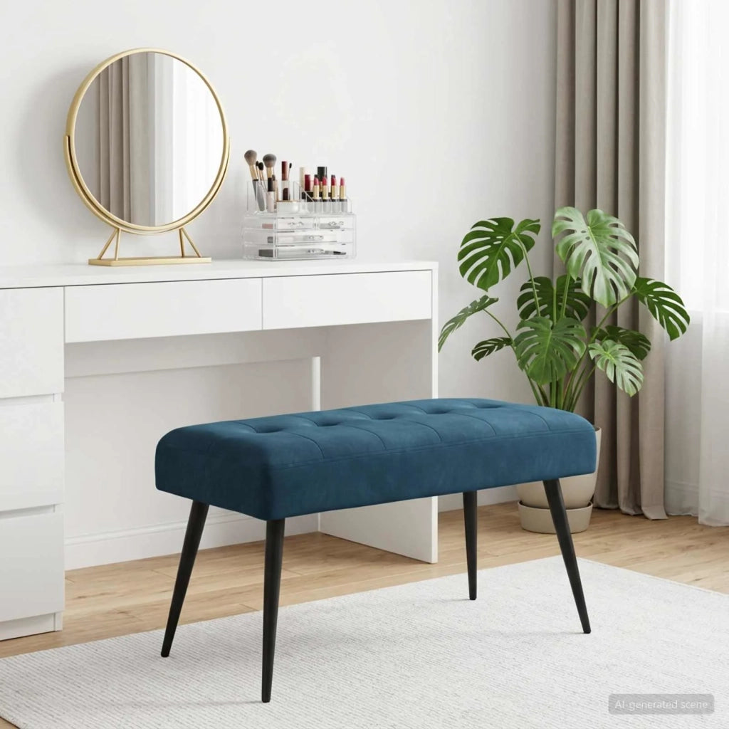 Panchina con bottoni imbottiti Blu 80 x 40 x 46 cm Velluto 42038524