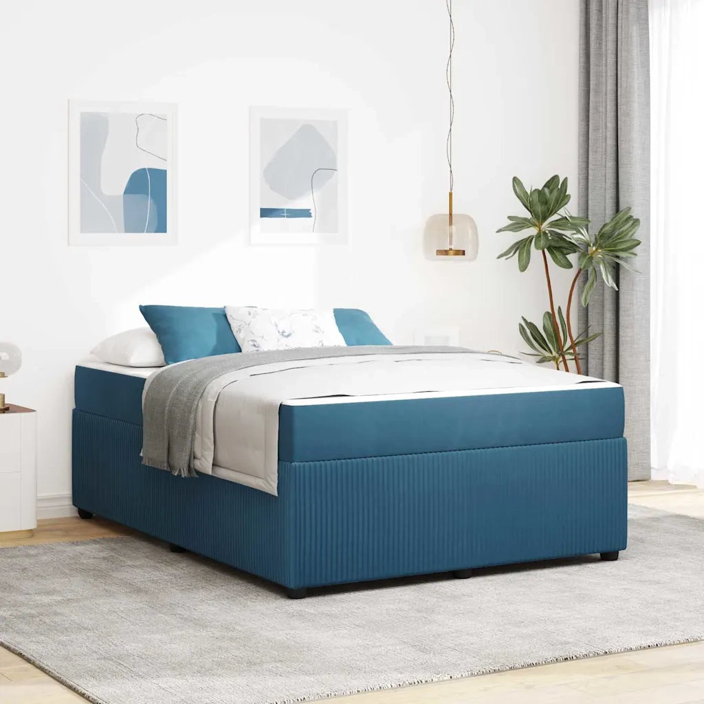 Struttura del letto con materasso Blu 160 x 200 cm Tessuto