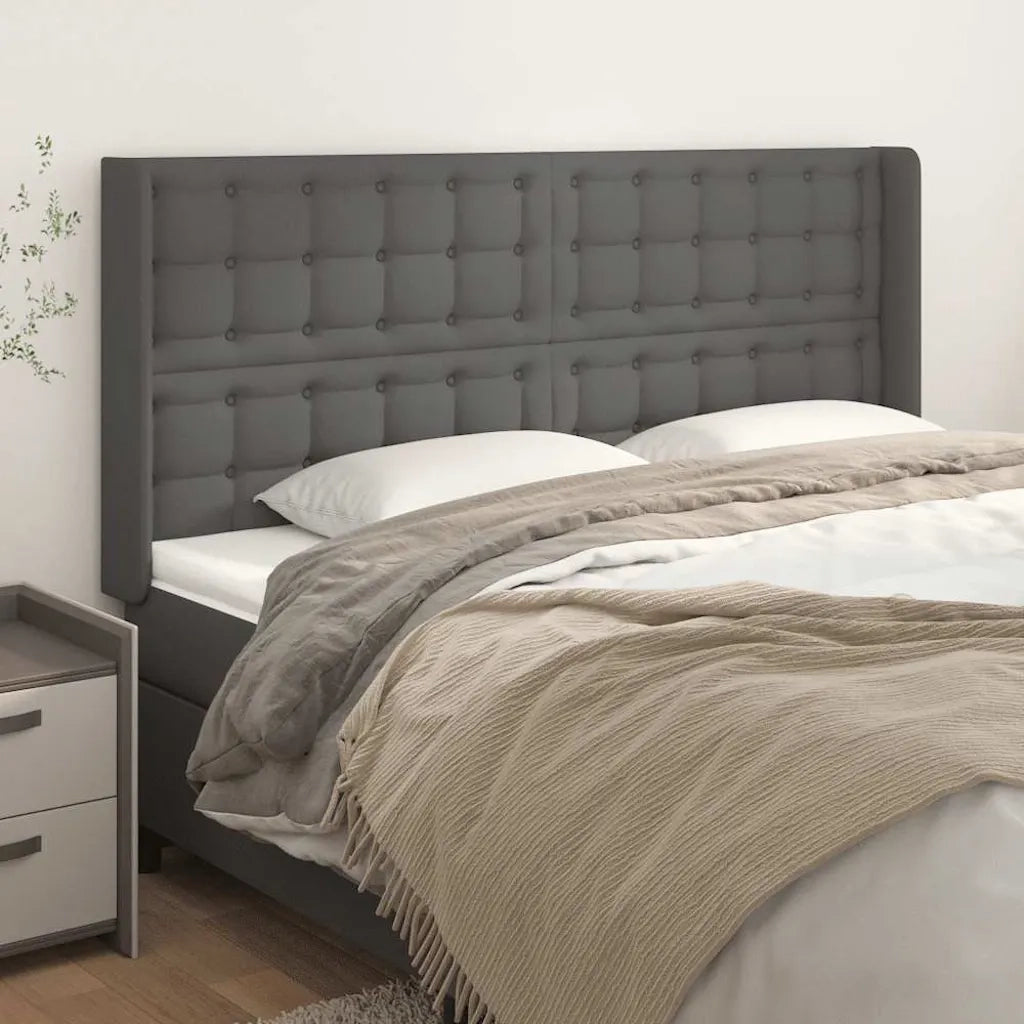 Testiera ad Orecchio-Testata con Orecchie Grigio 203x16x118/128 cm in Similpelle 362266