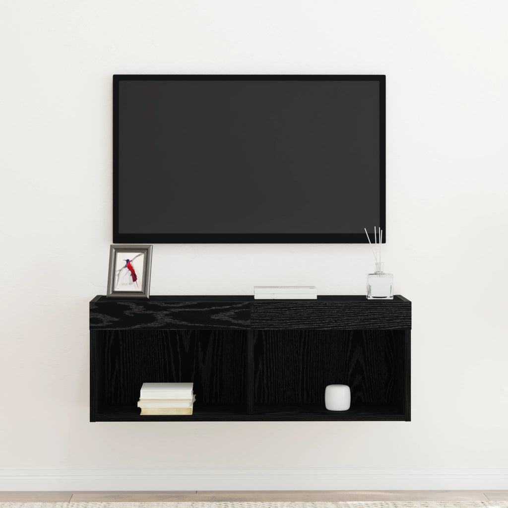 Mobile TV  con luci LED Rovere Nero 80x30x30 cm