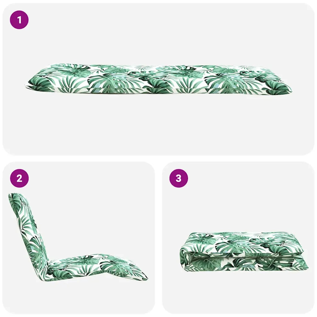 Sdraio da giardino | Lettino Pieghevole Motivo a Foglie 175x54x8,5 cm Tessuto Oxford