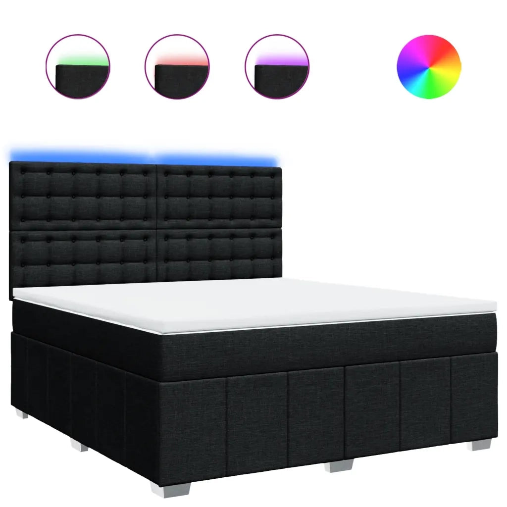 vidaXL Giroletto a Molle con Materasso Nero 180x200 cm in Tessuto
