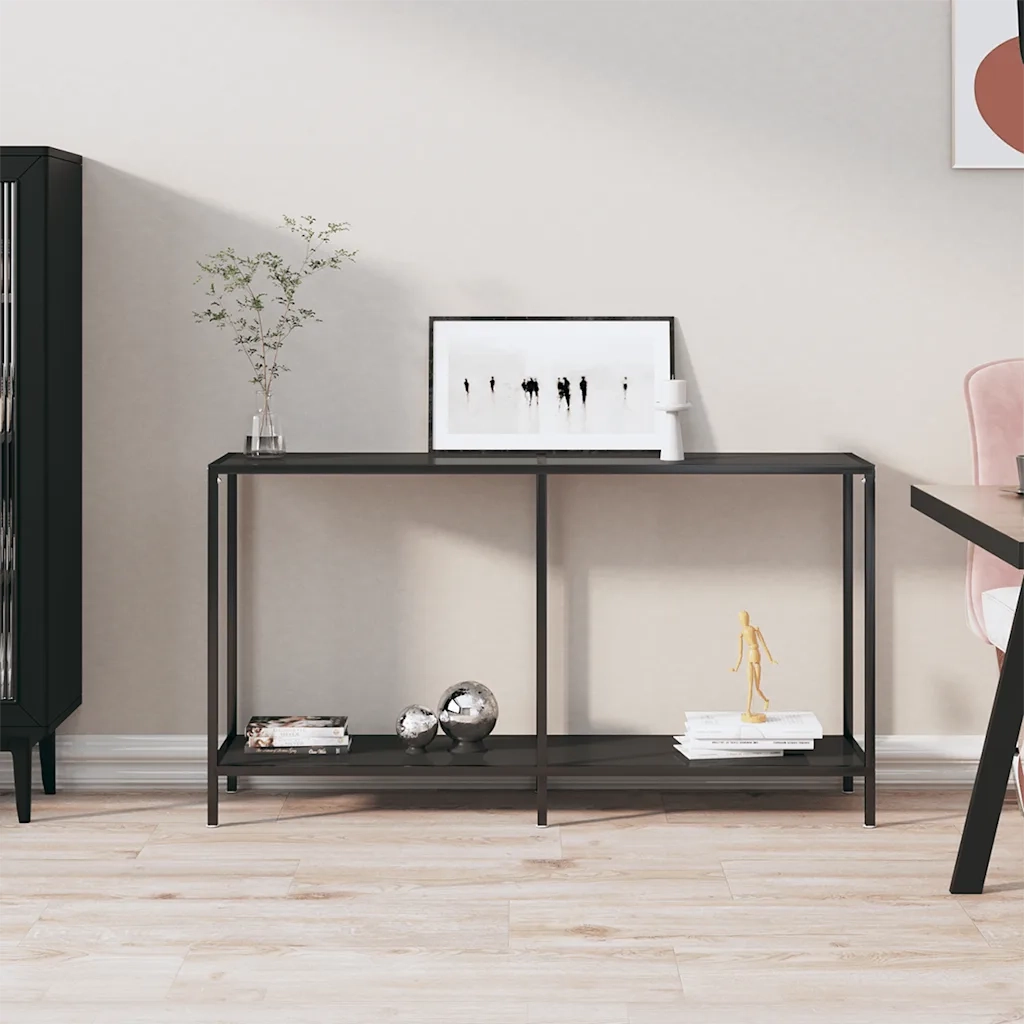 Tavolo Consolle | Tavolo d'Ingresso Nero 140x35x75,5 cm in Vetro Temperato