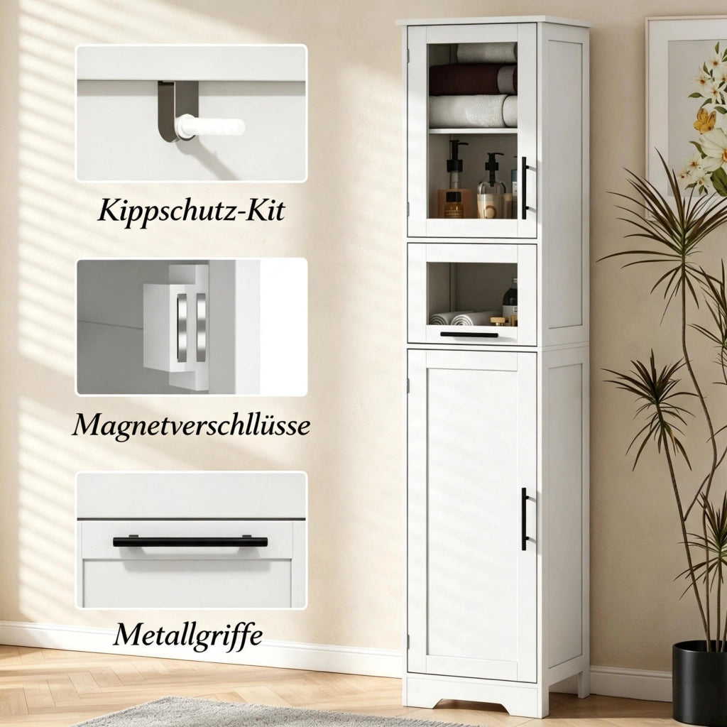 ARMADIO COLONNA BAGNO 40x31x170 cm MDF Bianco con ripiani regolabili