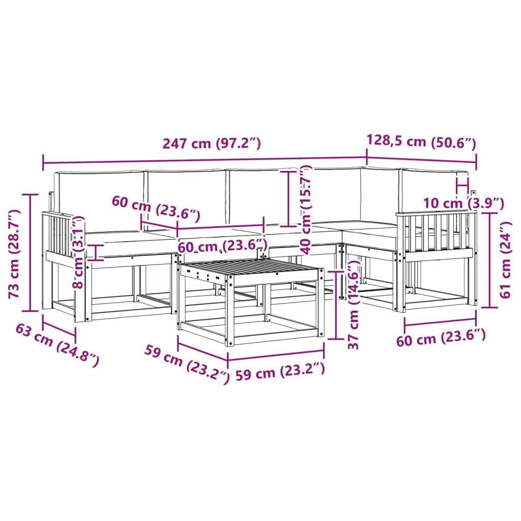 Set di divani da esterno 6 pz Bianco e Antracite 3387661