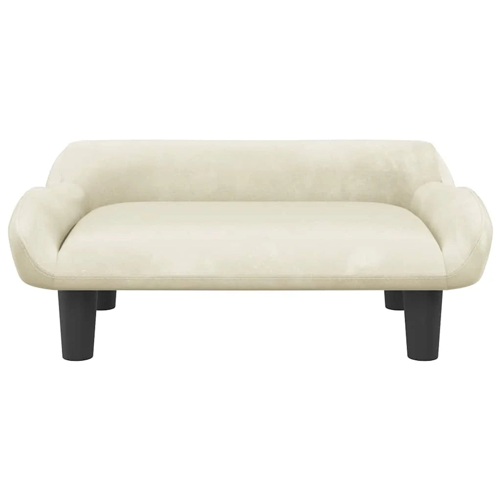 Cuccia per cani a forma di cesto comoda 70 x 40 x 24 cm velluto crema 02_0042792
