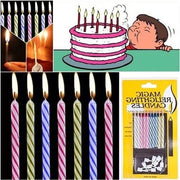 Candele magiche per compleanni - accendono sempre di nuovo - scherzo per festa - 10 pezzi.
