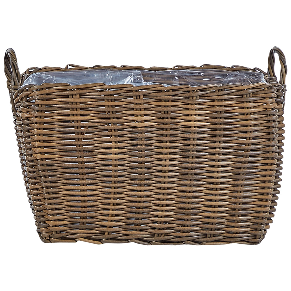 Set di 2 ceste per piante da esterno Vasi per piante rivestite in rattan sintetico marrone