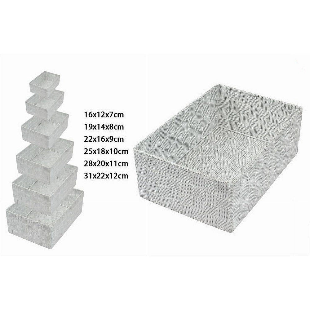 Trade Shop - Set 6 Pz Scatola In Tessuto Organizer Scaffali Porta Oggetti Grigio Chiaro 79066 -
