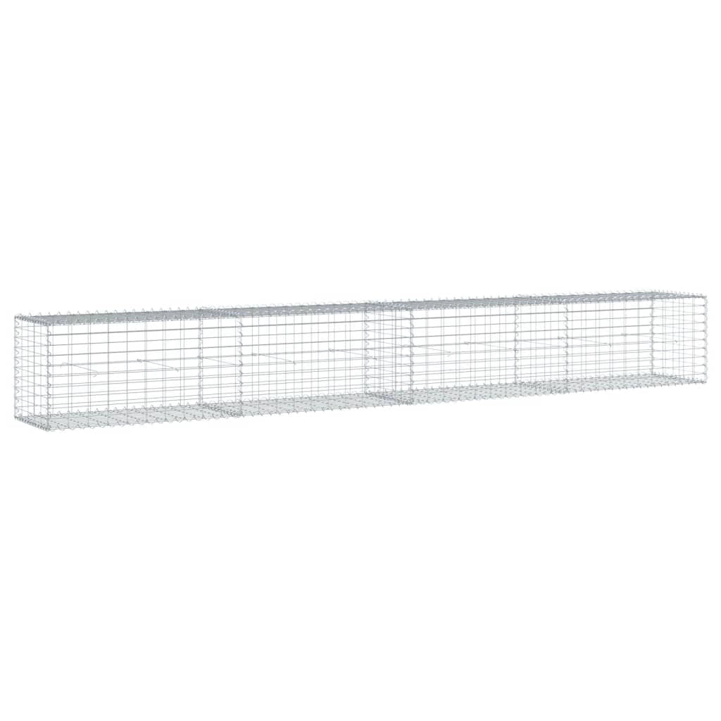 Gabbione recinto a gabbia muro di contenimento con coperchio 400 x 50 x 50 cm ferro zincato argento 02_0040166