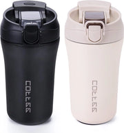 Set di due tazze termiche in acciaio inox 400 ml - Isolamento a vuoto - Tazze riutilizzabili e impermeabili - Tazze termiche autoisolanti - Regalo per uomo