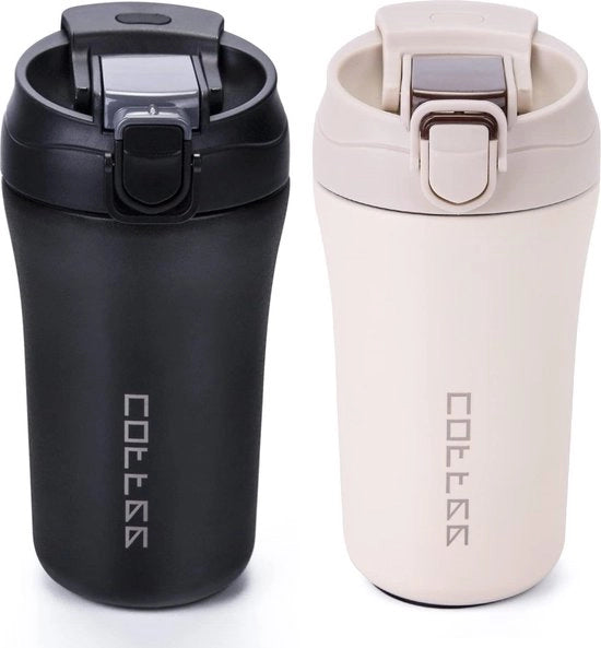Set di due tazze termiche in acciaio inox 400 ml - Isolamento a vuoto - Tazze riutilizzabili e impermeabili - Tazze termiche autoisolanti - Regalo per uomo
