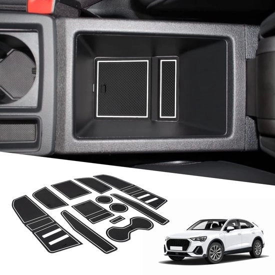 Accessori per Audi Q3 F3 2019-2023 2024 2025, mattoncini antislittamento per console centrale, supporto braccio in gomma, contenitore per bicchieri antislittamento, mattoncini antislittamento per porta, guaina porta Q3 Sportback S-Line RS.