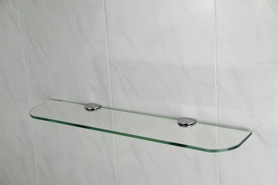 Pannello vetrato con angoli arrotondati, 3 misure (300 mm, 400 mm, 500 mm) e 3 colori (trasparente, bianco, nero) per bagno, cucina, camera da letto, vetro, incolore, 400 mm x 100 mm