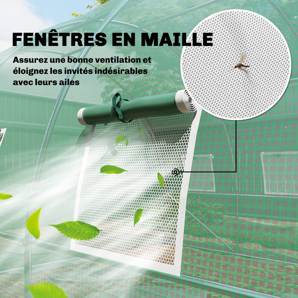 Serra Tunnel da Giardino 12m2 ¨C Xylo ¨C 295x400x200cm Verde con Porta e 8 Finestre