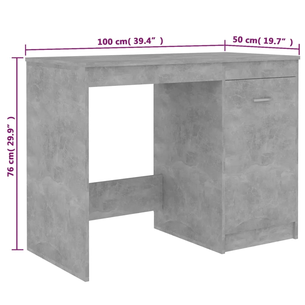 Scrivania | Tavolo da Ufficio Grigio Cemento 100x50x76 cm in Legno Multistrato