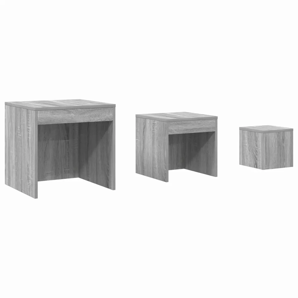 Tavolini Impilabili 3 pz Grigio Sonoma in Legno Multistrato 815226