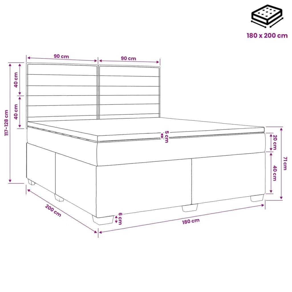 Letto box spring con materasso Nero 180 x 200 cm Tessuto 3453460