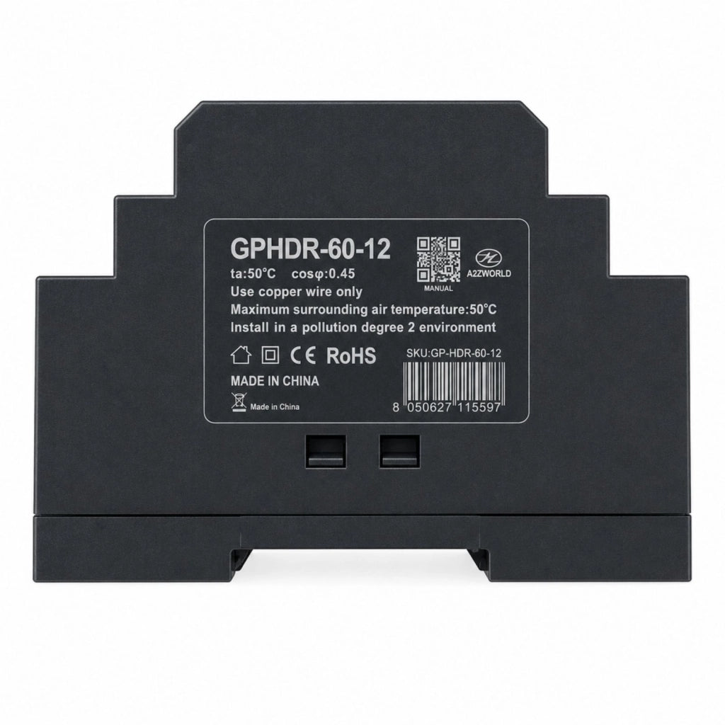 Alimentatore Trasformatore Da Guida Barra DIN 60W, 3 Moduli, Serie HDR-60, Disponibili DC 12V 24V (DC 12V)