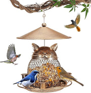 Decorazione per uccelli metallica resistentente alle eccezioni da appendere all'esterno - giardino con 3 bacini d'acqua - idee regalo per gli appassionati di uccelli