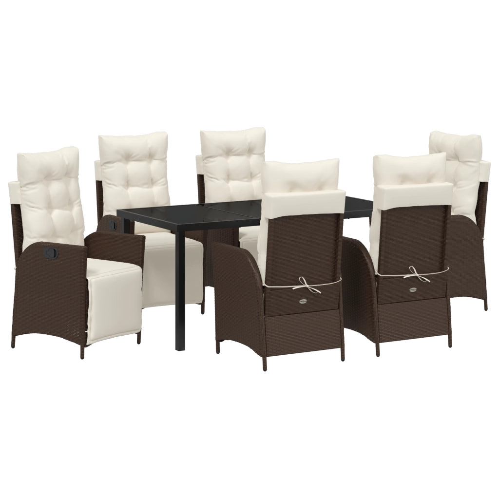 Set da Pranzo da Giardino 7 Pezzi Marrone Rattan PE