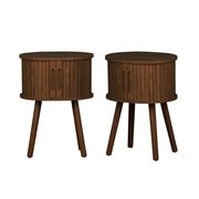 Set 2 comodini scandinavi decorazione legno 2 ante scorrevoli , noce