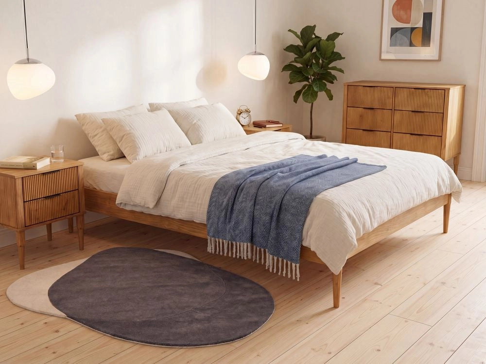Letto matrimoniale in legno con rete a doghe in pino, senza testiera 180 x 200 cm marrone chiaro stile scandinavo naturale