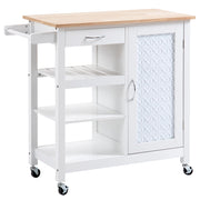 Carrello da Cucina con 1 Cassetto, 1 Armadietto e 1 Ripiano a 3 Livelli ¨C Minimal ¨C Bianco, 92x40x84cm