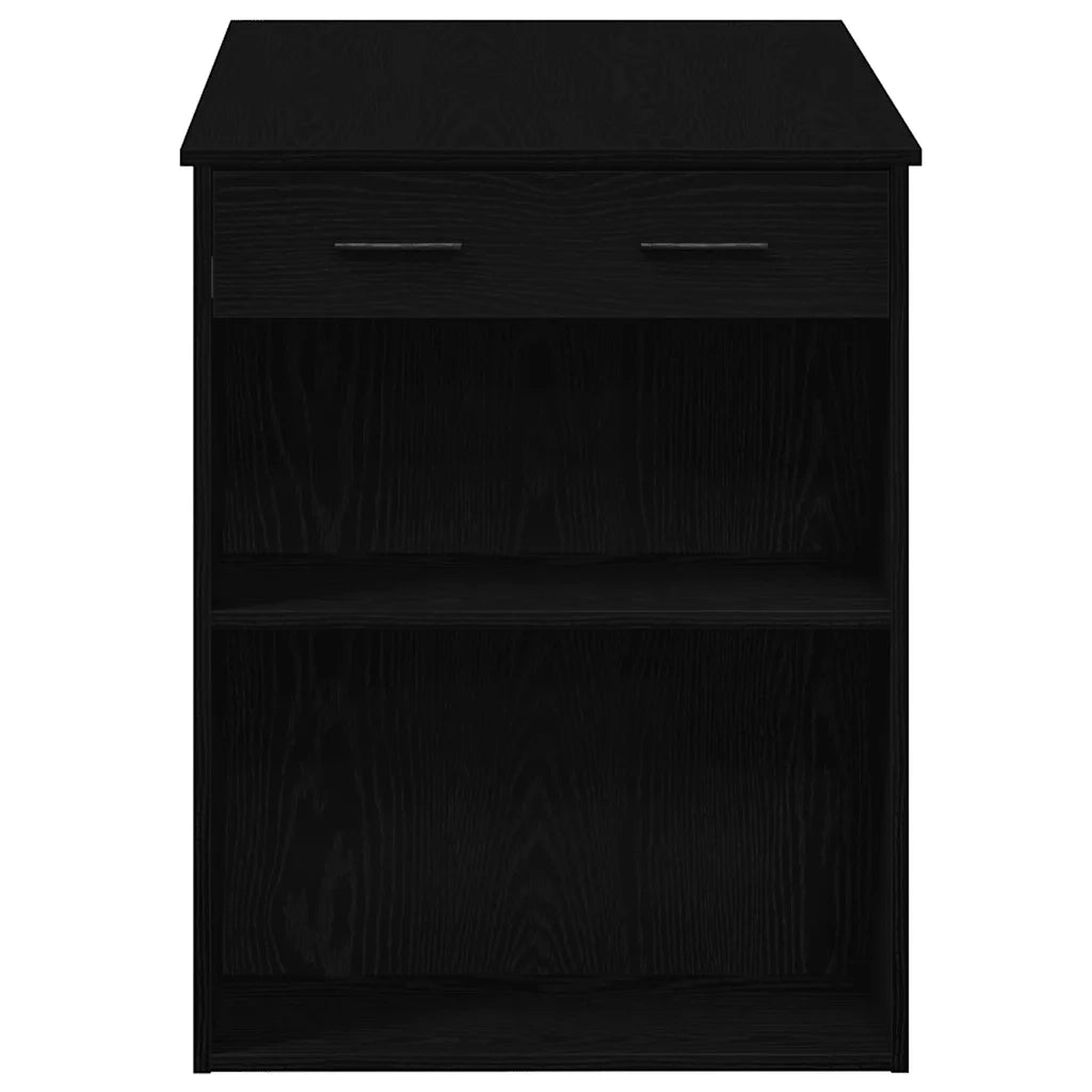 Scrivania con Cassetto e Ripiano Rovere nero Legno Multistrato 858687